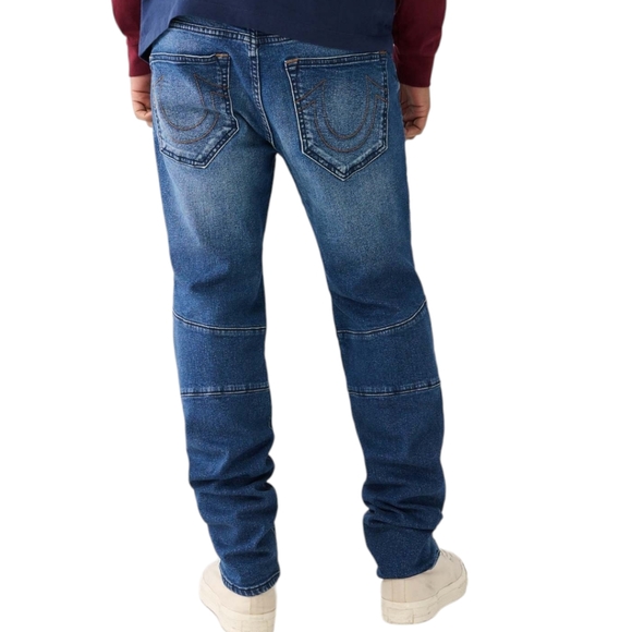 True Religion Rocco Moto Relaxed Skinny Jeans Medium Western Wash Blue 36 x 32 - Picture 7 of 16